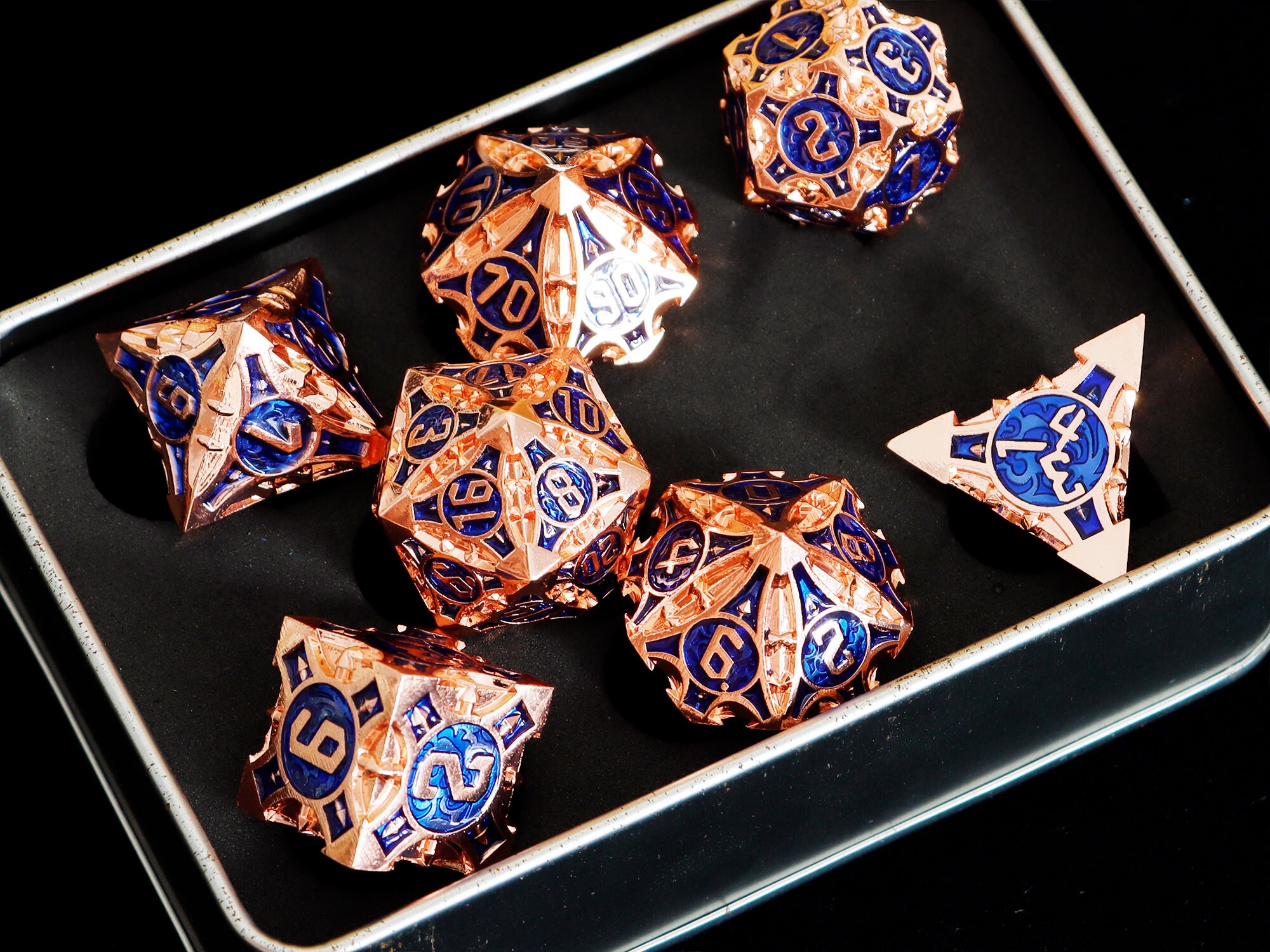 Blue Metal Dice Set for Role Playing Games Full D&d Dice Set Etsy