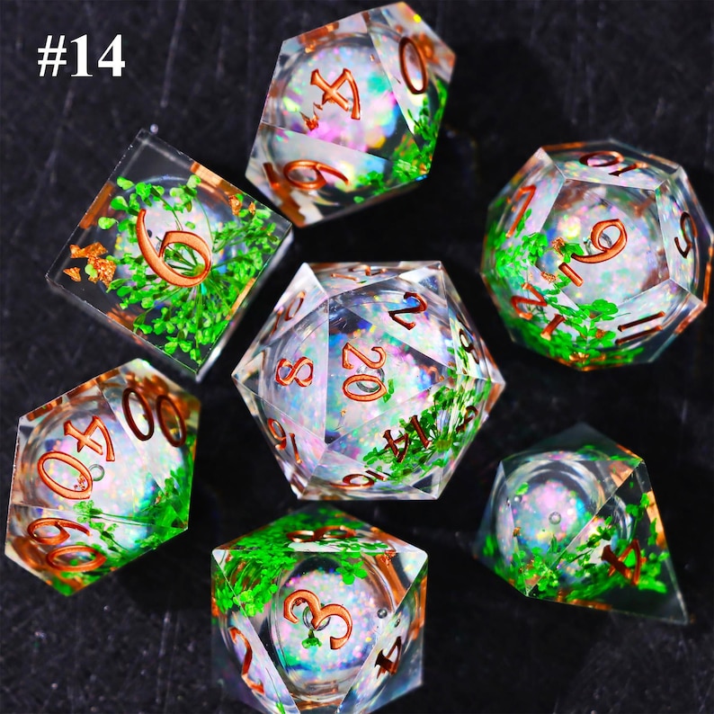 Juego de dados de núcleo líquido de cielo estrellado oscuro gótico para juegos de magia, magnífico juego de dados de mazmorras y dragones para regalos de D&D, dados negros, tirando bien Dice style #14