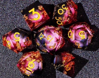 Black Red Liquid Core DnD Dice Set for Role Playing Games, Full Galaxy Dungeons and Dragons Dice Set for Gifts, RPG Liquid Core D&D Dice Set