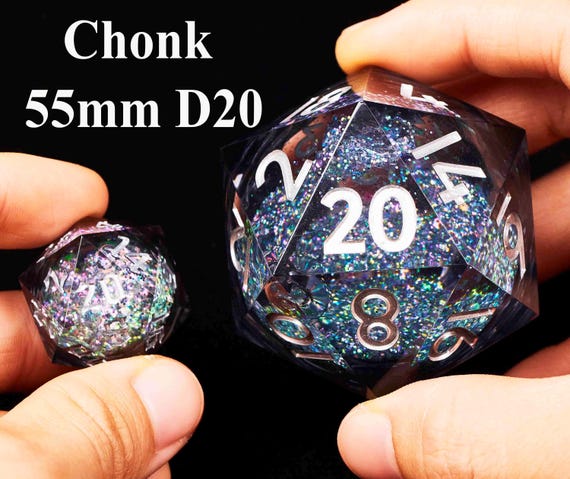 Dark Gothic Liquid Core Giant D20, 55mm Black dice D20 for DnD magic game, Dungeons and Dragons dice, Gorgeous RPG large D20 for TRPG club