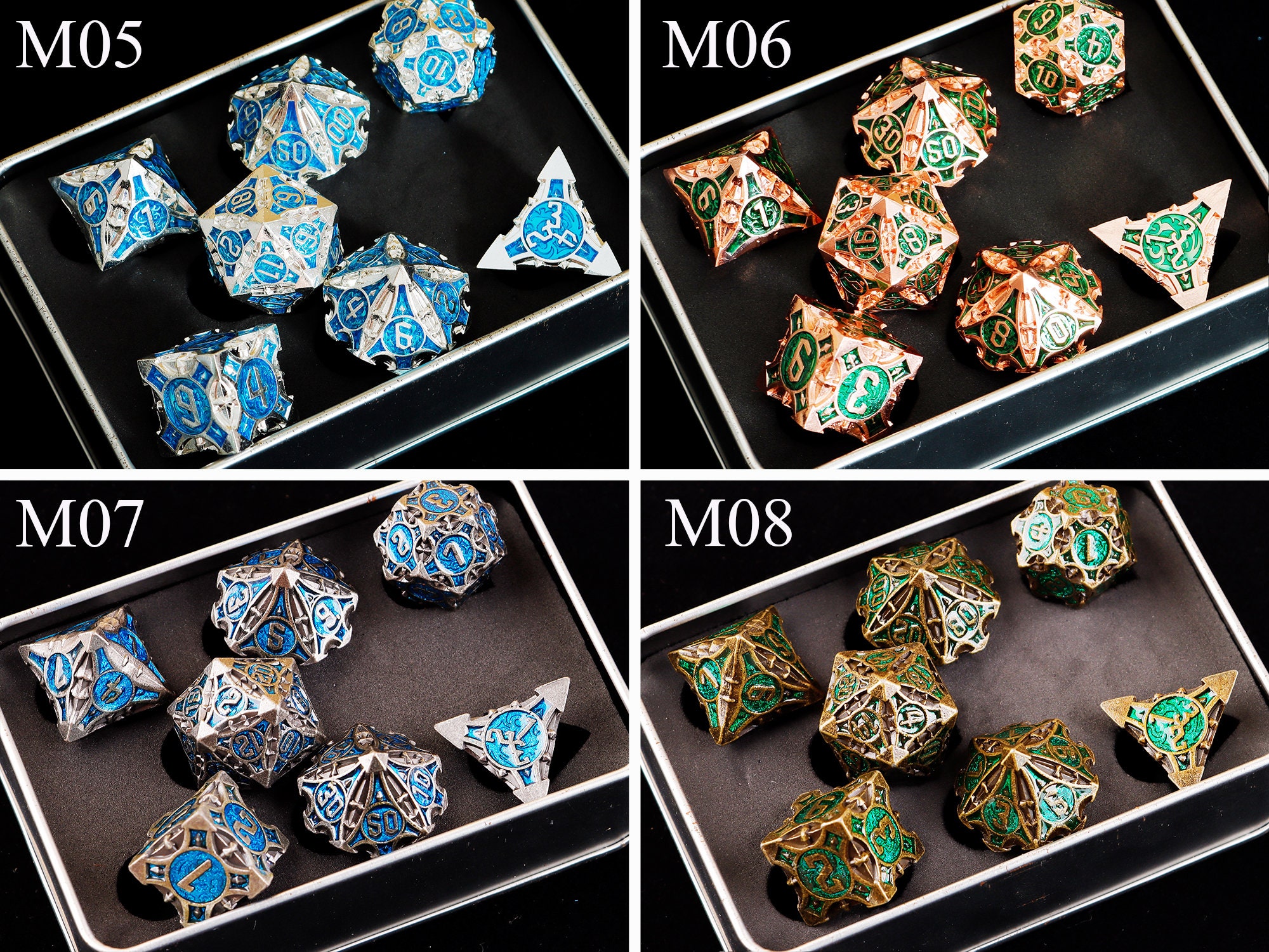 Blue Metal Dice Set for Role Playing Games Full Dnd Dice Set Etsy