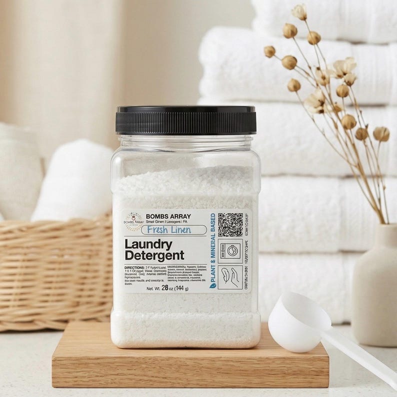 All Natural Laundry Detergent | Gentle formula Laundry Soap | Unscented & Scented | Low sudsing 2lb - Stackable Jar