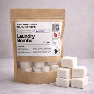 Laundry Detergent Pods 32 Loads All-Natural Chemical Free Cleaning Zero Waste HE Safe Septic Safe Unscented or Scented