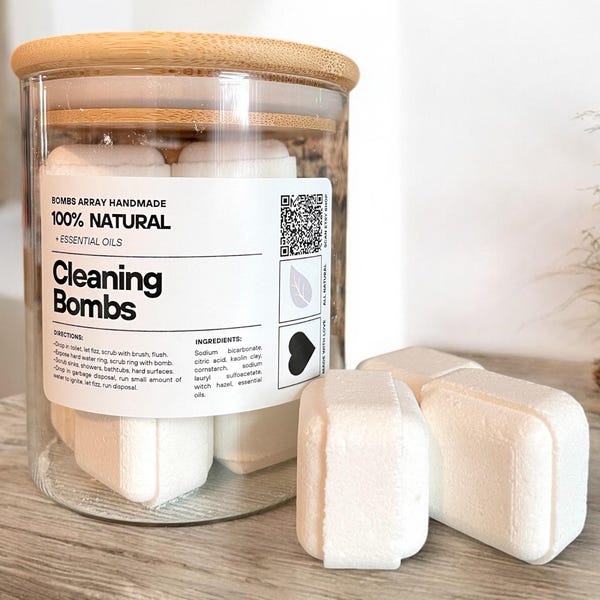 All Natural Cleaning Bombs Toilet Bowl Fizzies Multi-use Chemical Free Cleaner Eco-Friendly Septic Safe