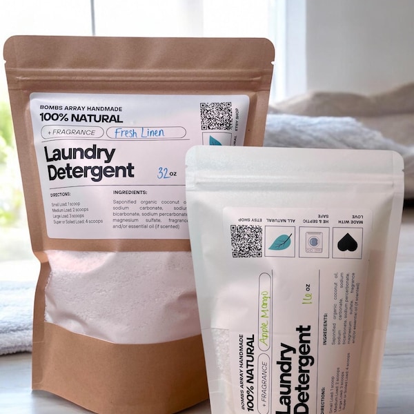 All Natural Laundry Detergent Unscented or Scented HE Safe Septic Safe Powder Soap