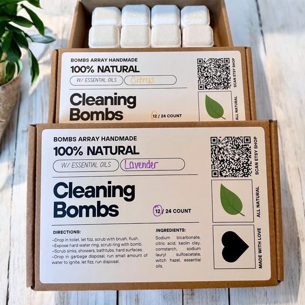 Toilet Bombs All-Natural Fizzy Cleaner Tabs Eco-Friendly Zero Waste Bathroom Cleaning