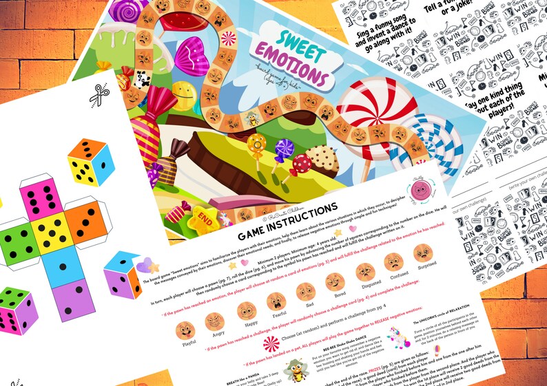 Emotions Board-game for Kids printable sweet Emotions - Etsy