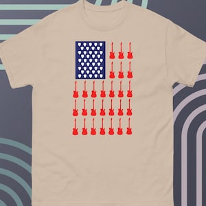Guitar USA flag t-shirt | Gift Guitarist | 4th of July American Flag t-shirt for guitar players | Patriotic guitar player