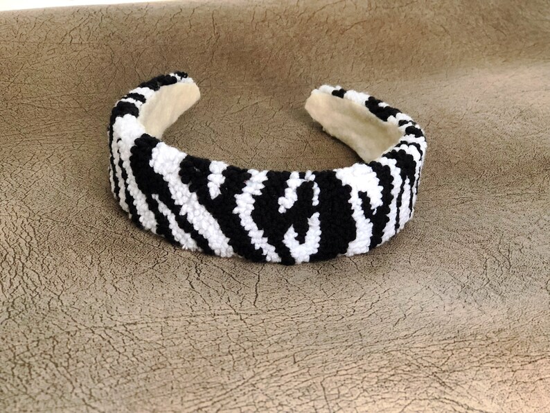 Punch Needle Headband Zebra Pattern Embroidered Hair Etsy