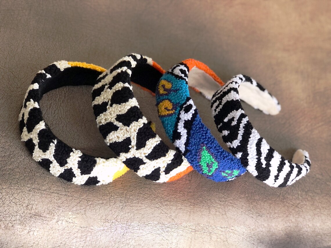 Punch Needle Headband Zebra Pattern Embroidered Hair Etsy