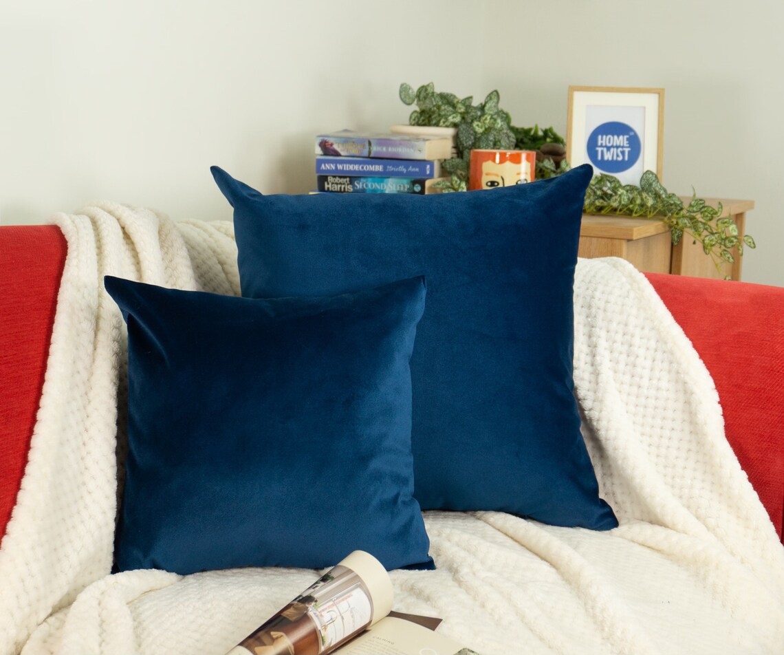 Luxury Navy Blue Velvet Pillow Covers Velvet Navy Blue Etsy