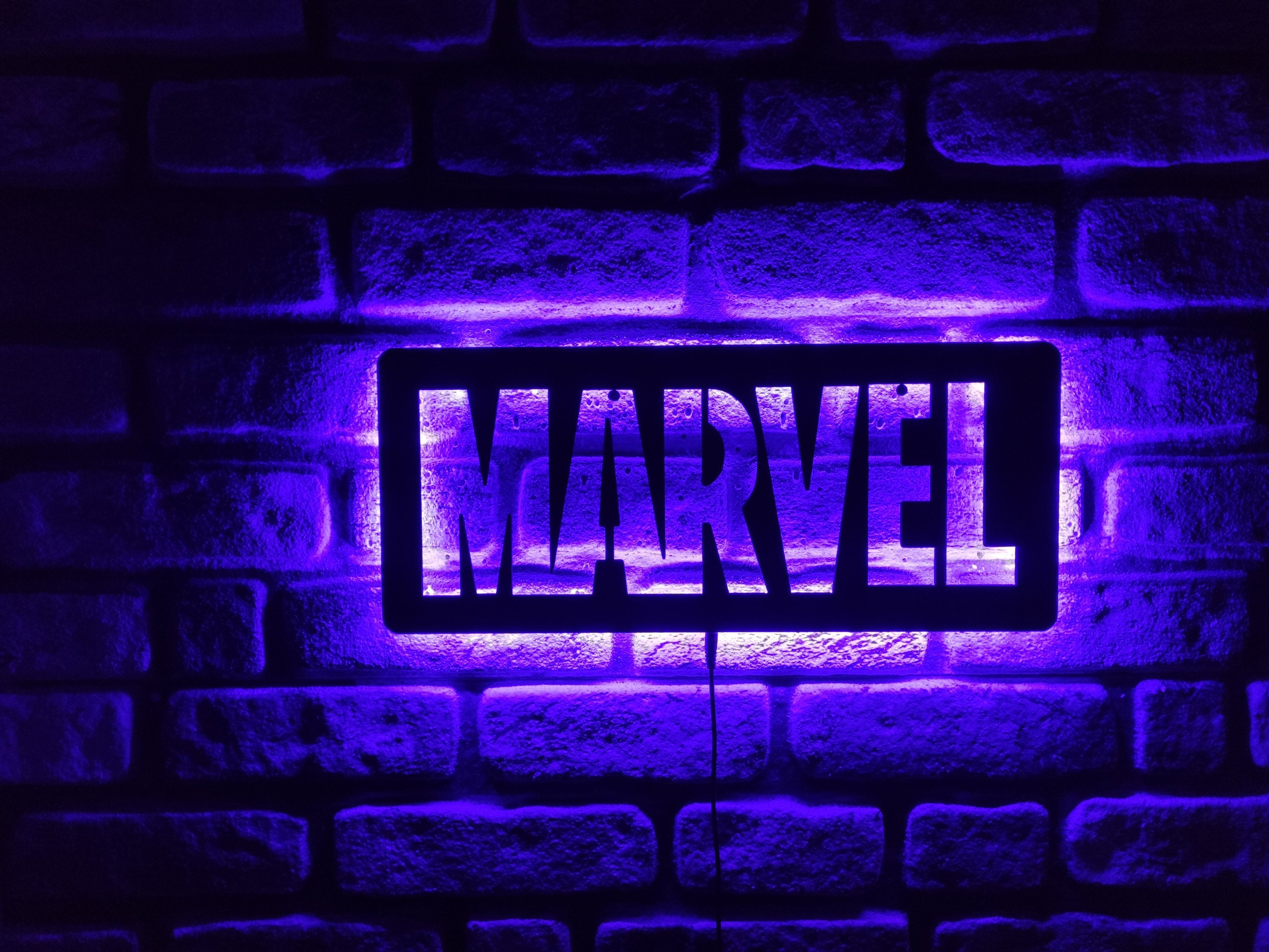 Marvel Led Sign Marvel Studios Marvel Wall Decor Marvel Etsy