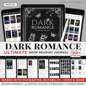 Smut Book Journal Digital Spicy Romance Book TBR Tracker for Smut Audio Reading Log Planner Dark Aesthetic Book Lover Journal for Audiobook