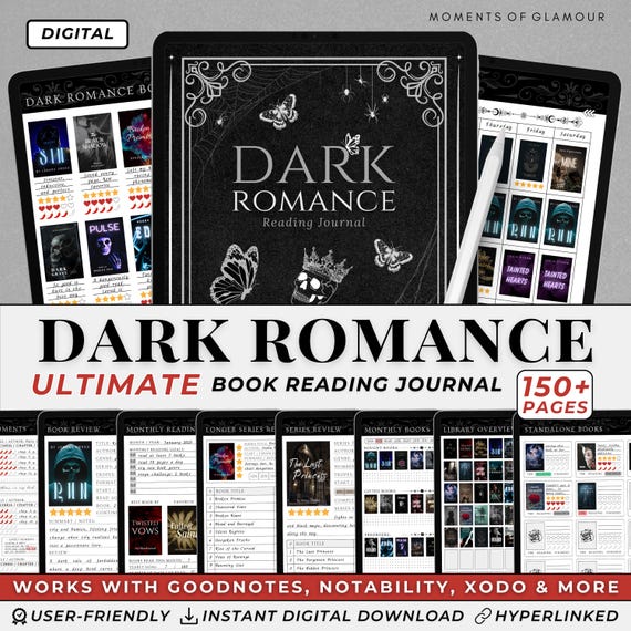 Smut Book Journal Digital Spicy Romance Book TBR Tracker for Smut Audio Reading Log Planner Dark Aesthetic Book Lover Journal for Audiobook
