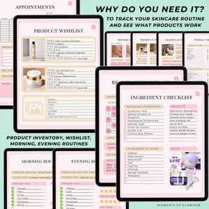 Skin Care Routine Journal Digital Self Care Planner for Skincare Logging Digital Skin Care Tracker Skin Product Inventory Beauty Checklist bild 2