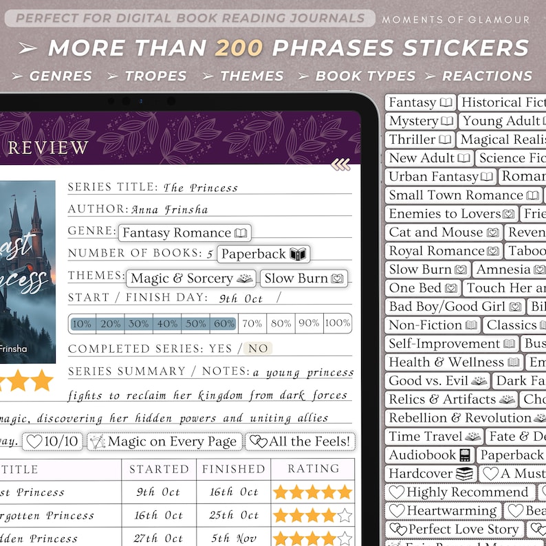 Rating Sticker for Reading Journal Digital Sticker Bundle PNG Reader Sticker for Book Journal Sticker for Book Review Sticker PNG Goodnotes bild 6