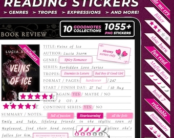 Trope Book Sticker Spicy Book Club Sticker for Planner Label Digital Sticker Set Digital Download PNG Book Girl Sticker Bundle Journal Pack