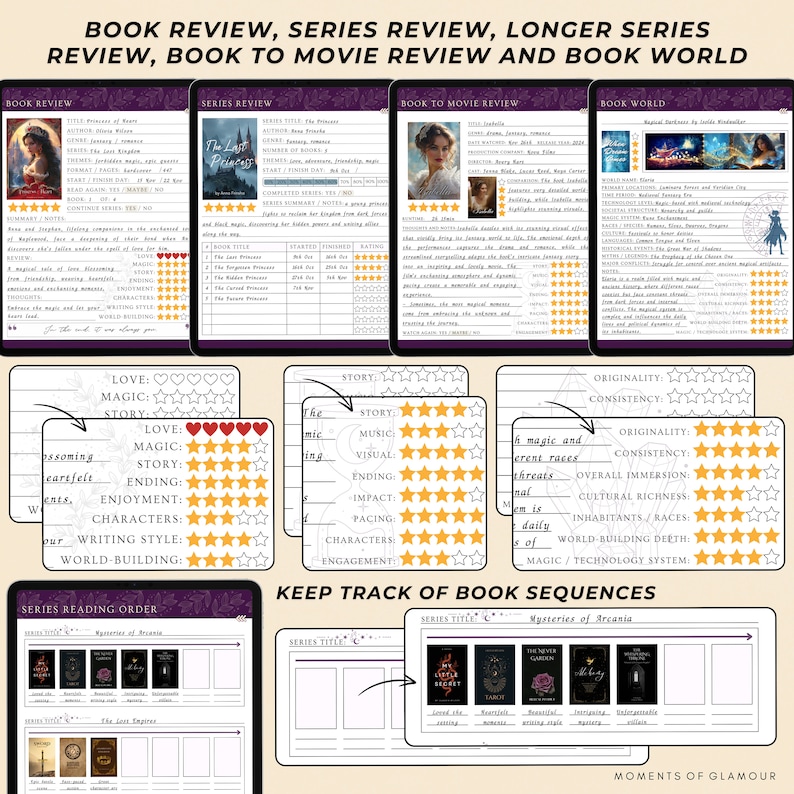Book Reading Tracker for Fantasy Reading Journal Goodnote Book Review Template for Fantasy Reader Gift for Book Lover Digital Book Journal image 4