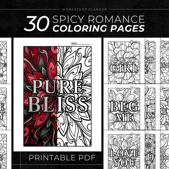Romance Book Coloring Page for Adult Spicy Coloring Sheet for Smut Reader Book Club Activity Printable for Steamy Book Lover Coloring Page