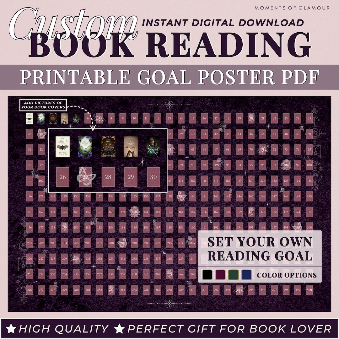 Book Goal Printable Bookish Wall Art Custom Print Book Reader Poster ...