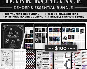 Dark Romance Bundle PNG Sticker for Digital Planner Book Themed Sticker Smut Reader Digital Reading Tracker Journal Printable Page Goodnotes