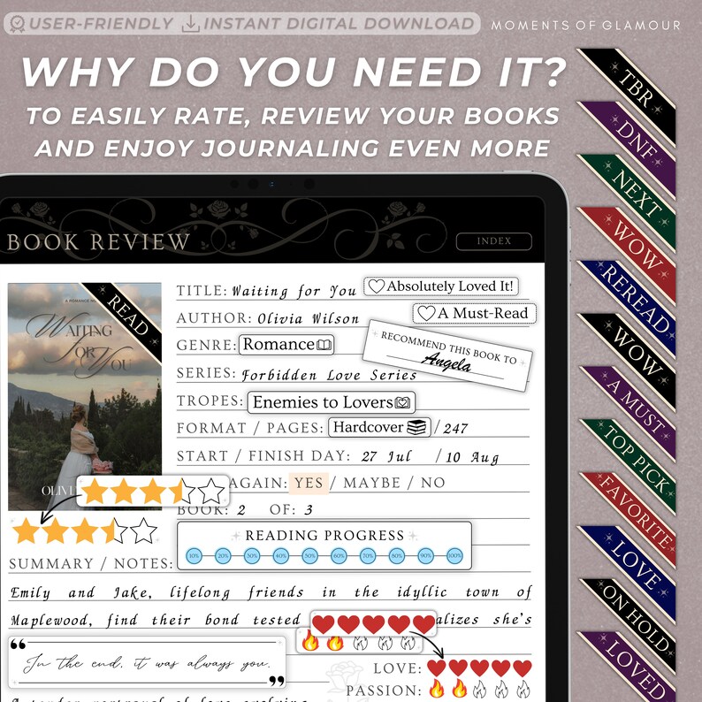 Rating Sticker for Reading Journal Digital Sticker Bundle PNG Reader Sticker for Book Journal Sticker for Book Review Sticker PNG Goodnotes bild 2