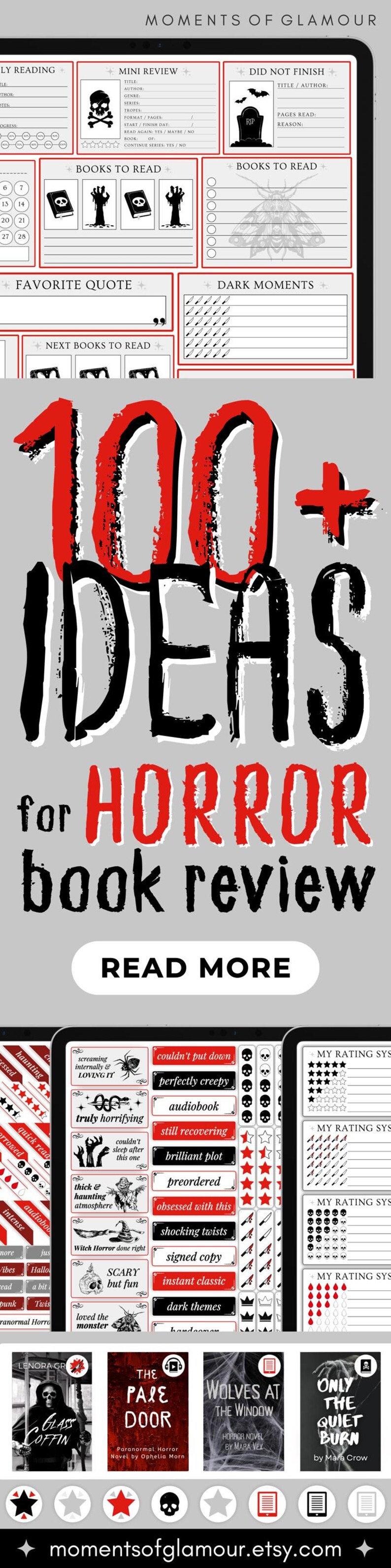 Rating Sticker for Horror Journal Sticker Digital Reading Journal Goodnote Sticker Book Halloween Reading Lover Sticker Files Bundle Spooky 画像 10