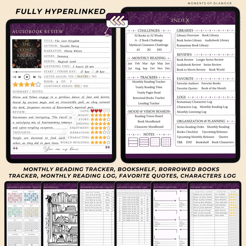 Book Reading Tracker for Fantasy Reading Journal Goodnote Book Review Template for Fantasy Reader Gift for Book Lover Digital Book Journal image 6