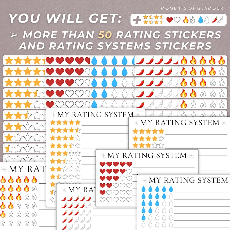 Rating Sticker for Reading Journal Digital Sticker Bundle PNG Reader Sticker for Book Journal Sticker for Book Review Sticker PNG Goodnotes bild 3