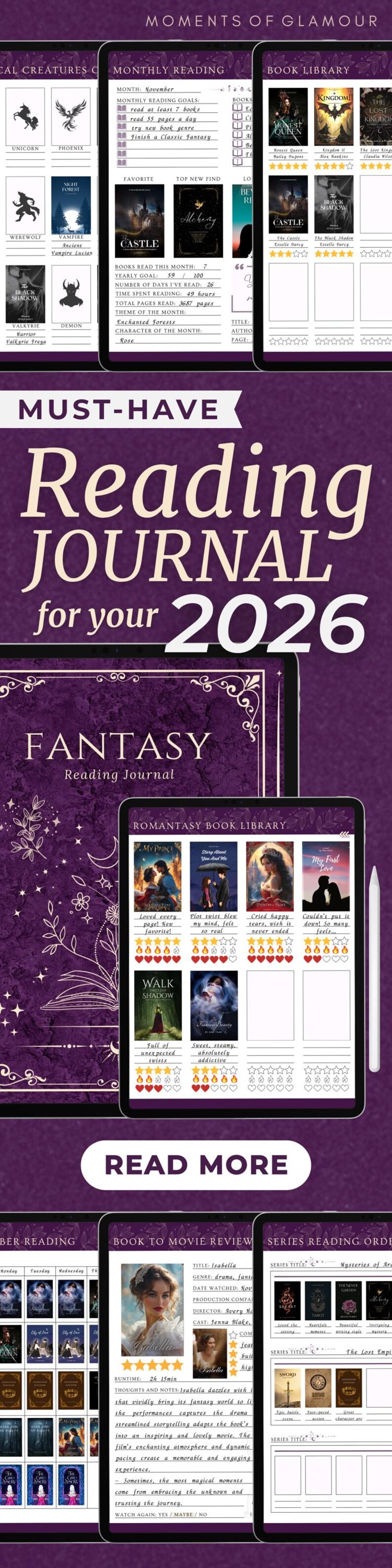 Book Reading Tracker for Fantasy Reading Journal Goodnote Book Review Template for Fantasy Reader Gift for Book Lover Digital Book Journal image 17