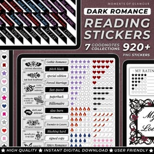 Dark Romance Sticker Goodnote Reading Journal Sticker Bundle PNG Book Trope Sticker Pack for Journaling Digital Book Genre Label for Reader