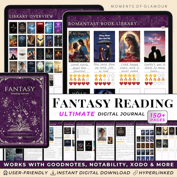 Book Reading Tracker for Fantasy Reading Journal Goodnote Book Review Template for Fantasy Reader Gift for Book Lover Digital Book Journal