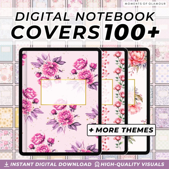 Digital Notebook Cover for Planner Aesthetic Cover Template for Notebook Floral Cover Instant Digital Download Cover for Digital Journal Add