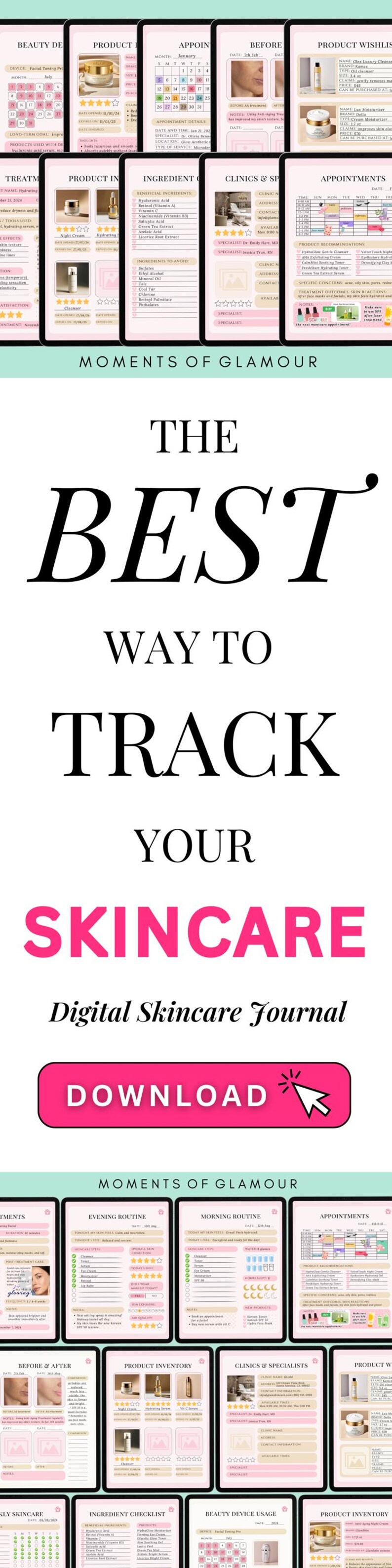 Skin Care Routine Journal Digital Self Care Planner for Skincare Logging Digital Skin Care Tracker Skin Product Inventory Beauty Checklist bild 10