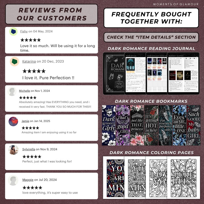 Dark Romance Sticker Goodnote Reading Journal Sticker Bundle PNG Book Trope Sticker Pack for Journaling Digital Book Genre Label for Reader image 9
