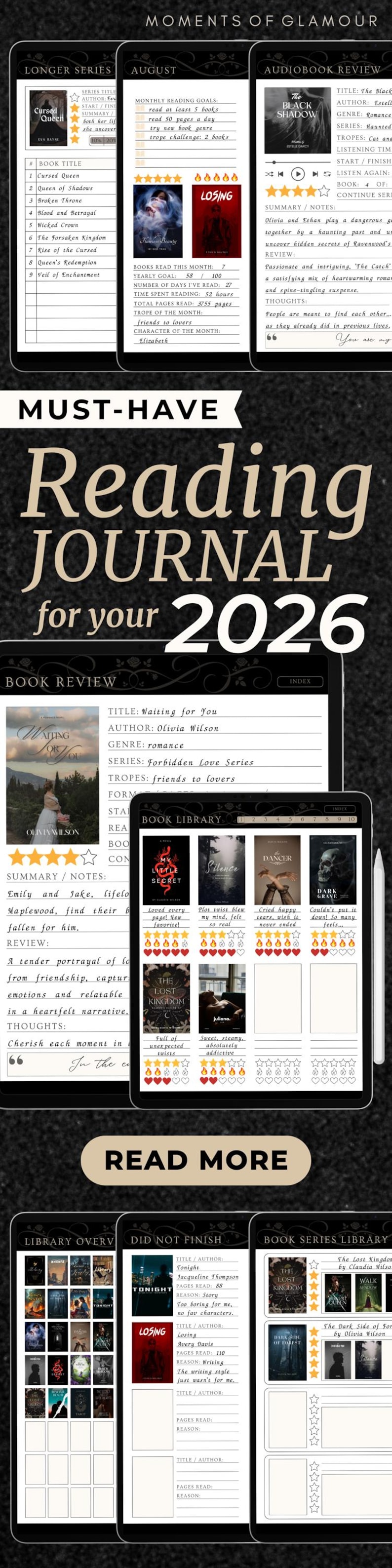 Romance Reading Journal for Smut Book Reading Log for Romance Book Digital Journal for Book Reader Journal for Spicy Book Tracker Digital image 14