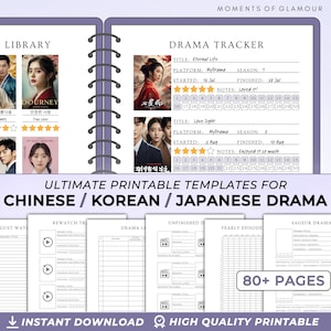 Drama Journal Printable Template for Kdrama Journal Insert Page Cdrama Tracker for Printing Instant Digital Download Jdrama Logbook to Print