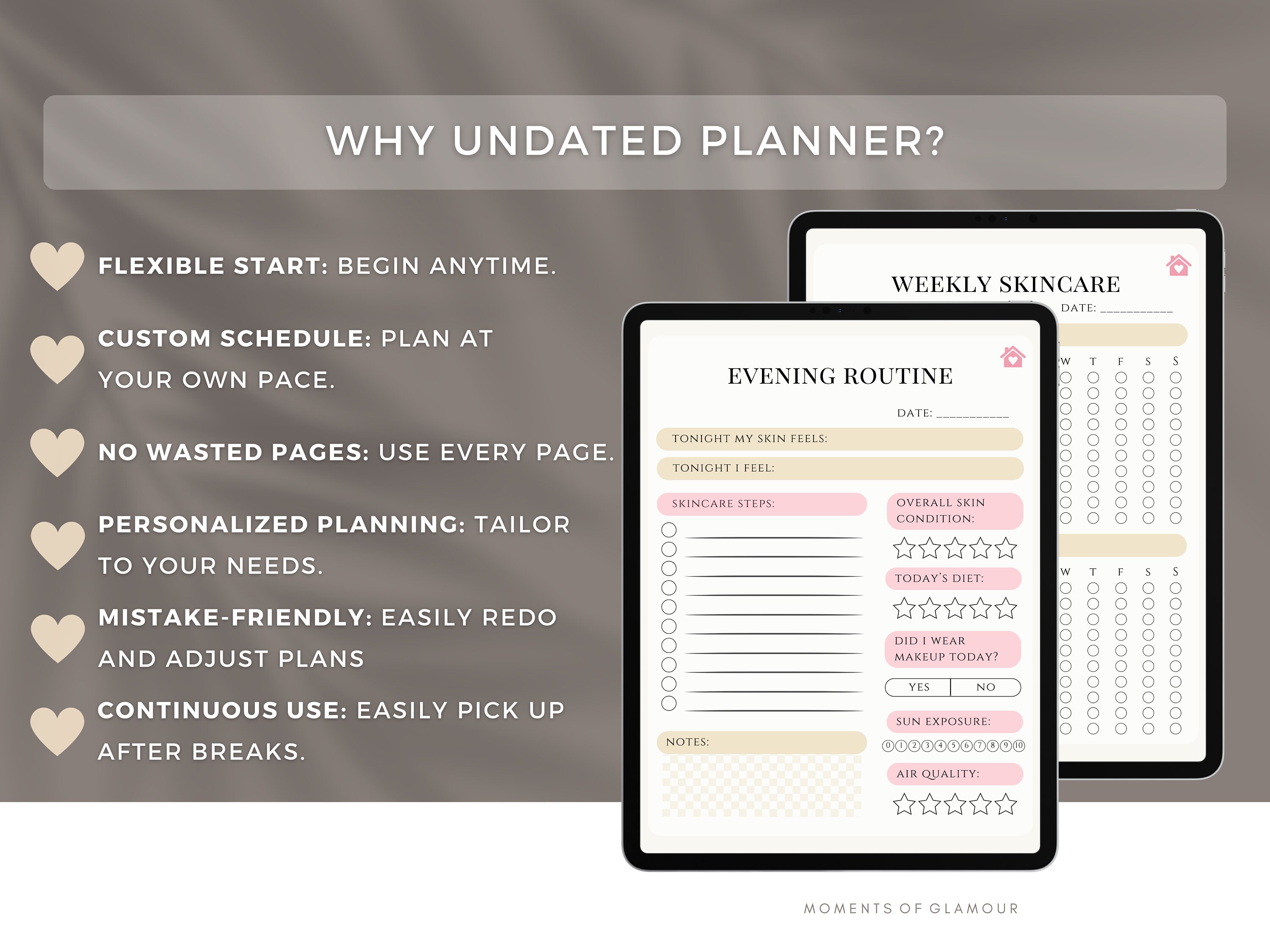 Beauty Journal Digital Skincare Planner for Skin Care Logging Selfcare ...