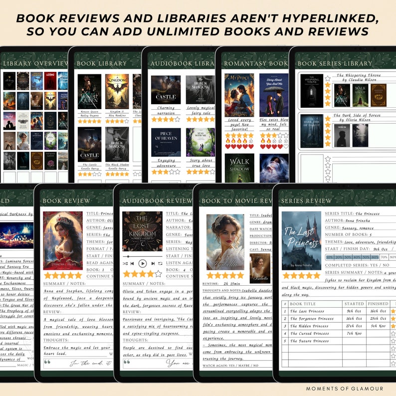 Fantasy Reading Journal Digital Book Journal Romantasy Reader Planner Goodnote Template Reading Digital Audiobook Journal Reading Book Log image 8