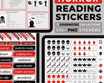 Rating Sticker for Horror Journal Sticker Digital Reading Journal Goodnote Sticker Book Halloween Reading Lover Sticker Files Bundle Spooky