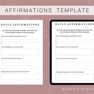 Daily Affirmations Printable Digital Template Gratitude - Etsy