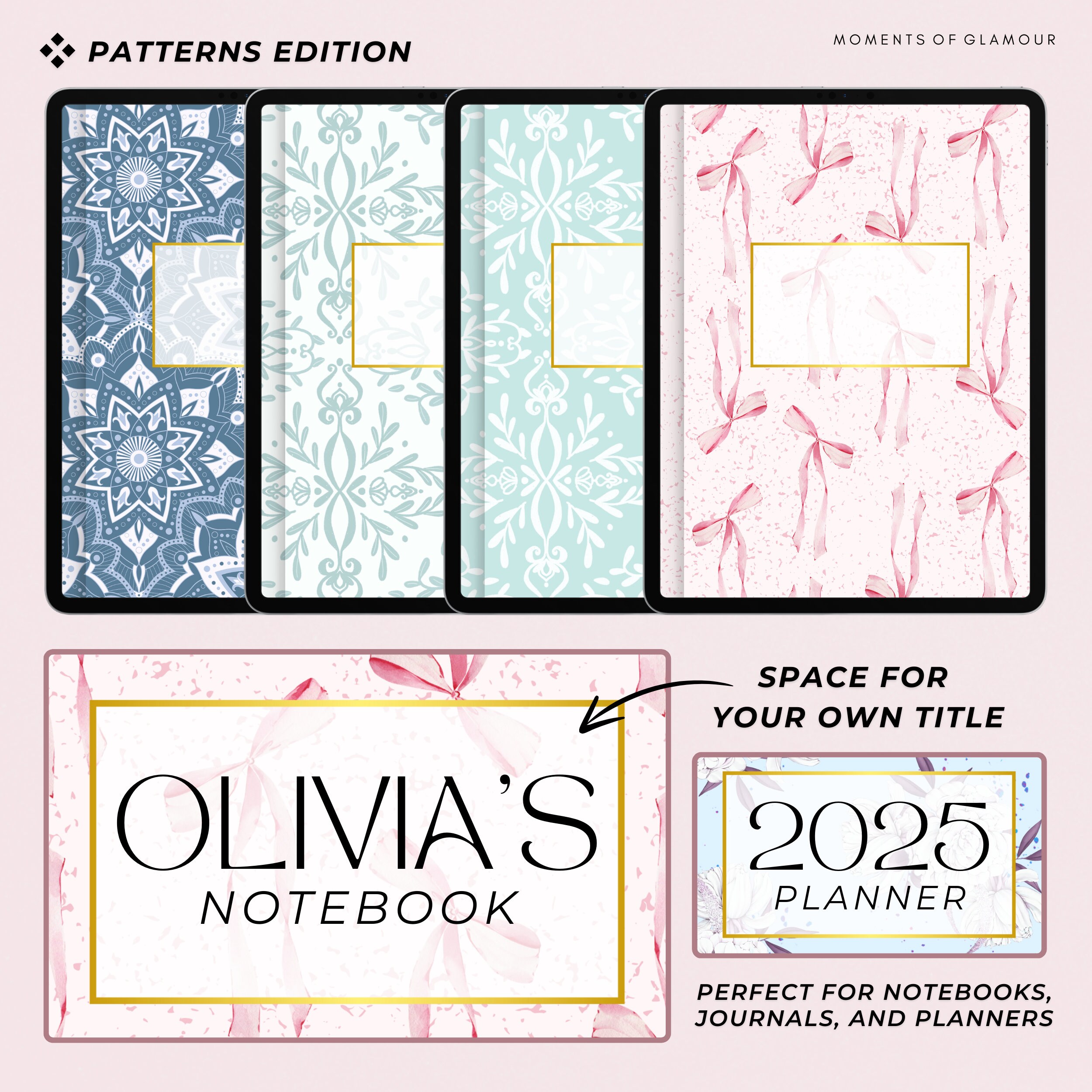 Digital Notebook Cover for Planner Aesthetic Cover Template for