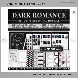 Smut Book Journal Digital Spicy Romance Book TBR Tracker for Smut Audio Reading Log Planner Dark Aesthetic Book Lover Journal for Audiobook image 15