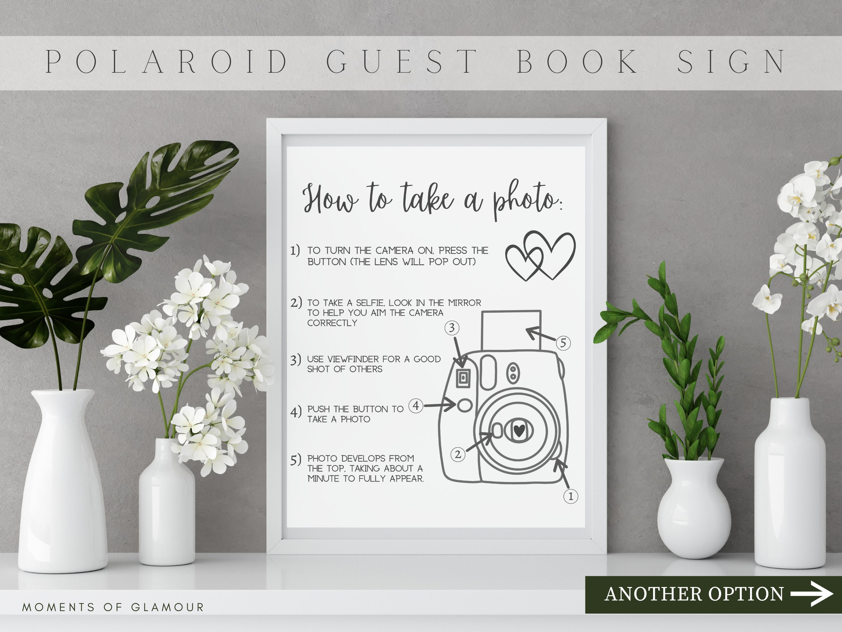 Polaroid Wedding Guest Book, Sign Photo Guest Book, Floral Wedding Photo  Guestbook Sign,guest Book Alternative, Floral Polaroid RTV9 
