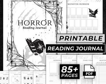 Horror Printable Reading Log Book Tracker Template for Journaling Planner for Best Friend Book Lover Gift for Horror Journal Download Page