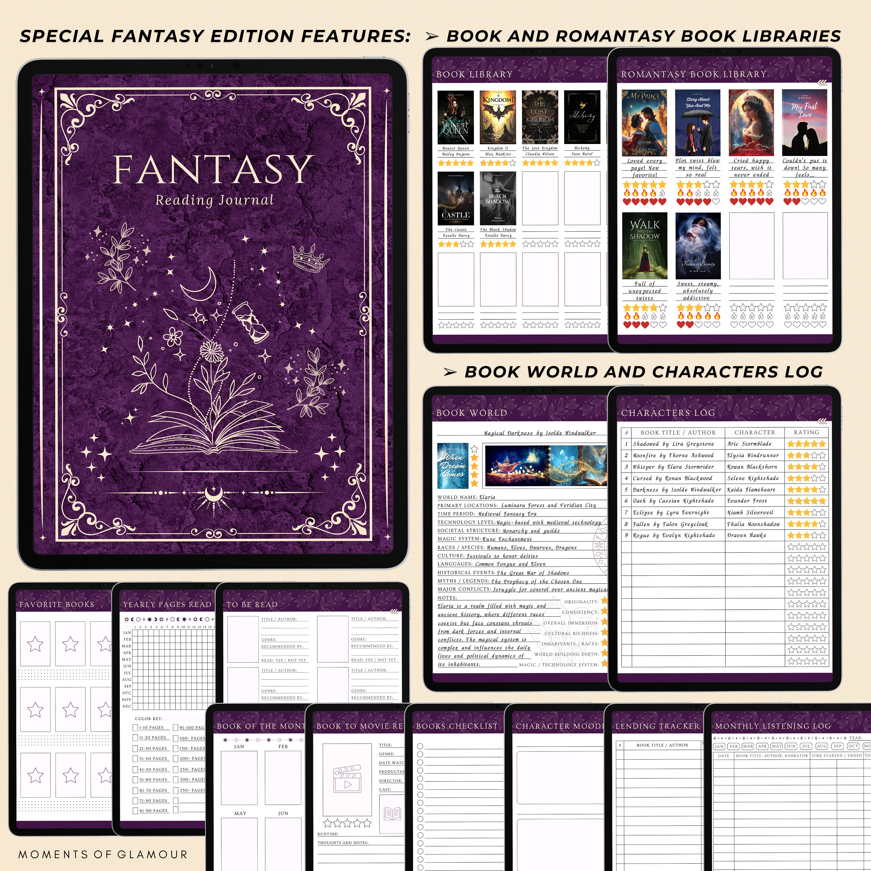 Book Reading Tracker for Fantasy Reading Journal Goodnote Book Review ...
