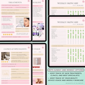 Skin Care Routine Journal Digital Self Care Planner for Skincare Logging Digital Skin Care Tracker Skin Product Inventory Beauty Checklist bild 5