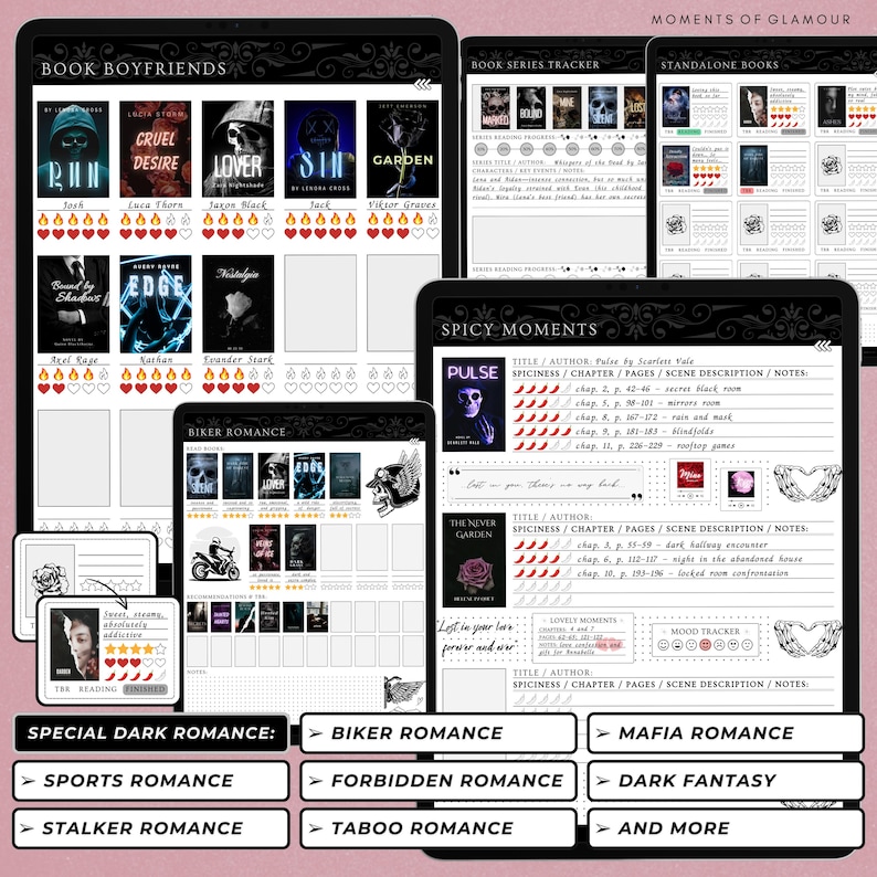 Dark Romance Book Journal for Smut Reading Journal Goodnote TBR for Smutty Book Reader Journal Digital Spicy Book Digital Reading Journal image 8