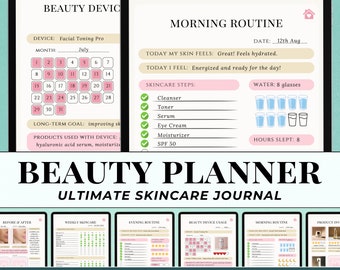 Beauty Journal Digital Skincare Planner for Skin Care Logging Selfcare Journal Beauty Routine Digital Notebook Self Care Tracker Beauty Care
