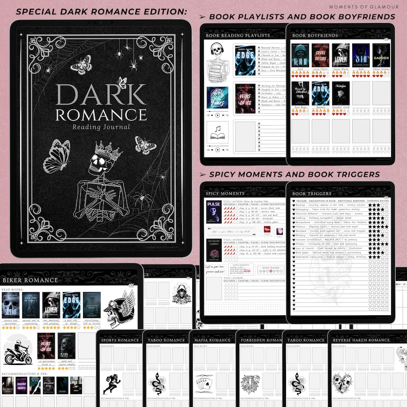 Dark Romance Book Journal for Smut Reading Journal Goodnote TBR for Smutty Book Reader Journal Digital Spicy Book Digital Reading Journal image 6
